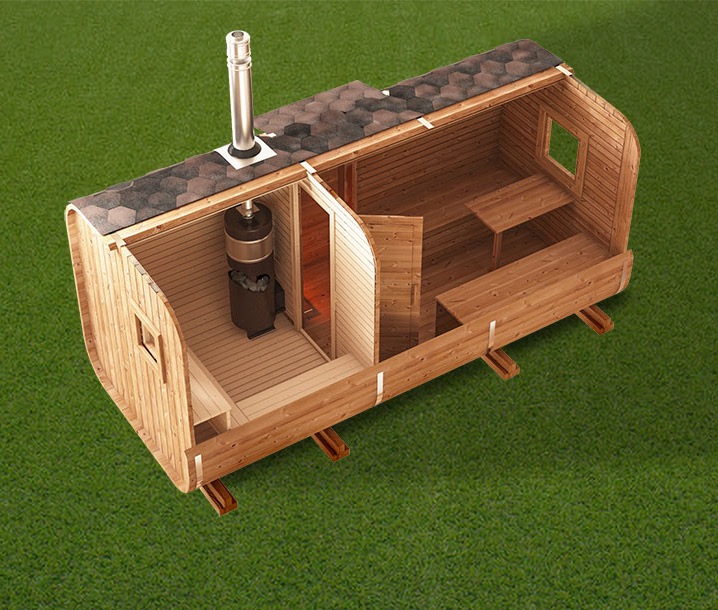 Sauna typu Kwadro 3 m z daszkiem