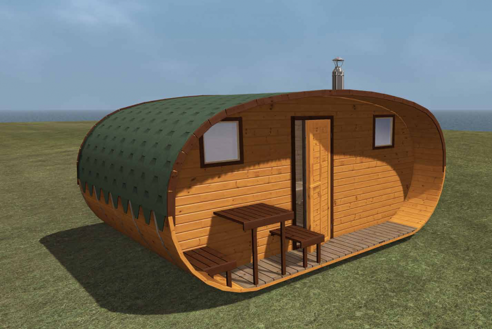 Sauna owalna 3,0x5,0m z tarasem