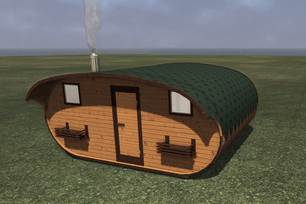 Sauna owalna 3,5x5,0m z daszkiem