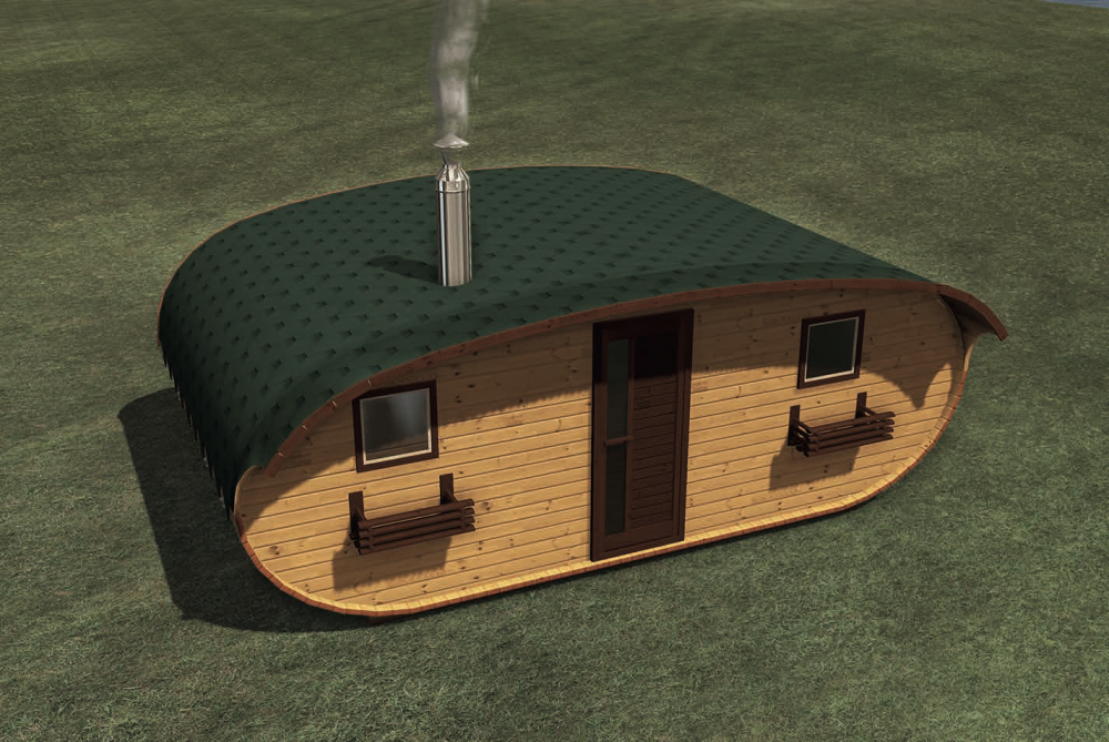 Sauna owalna 3,5x6,0m z daszkiem