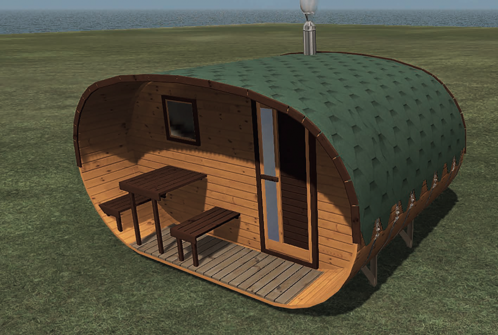 Sauna owalna 2,5x4,0m z tarasem