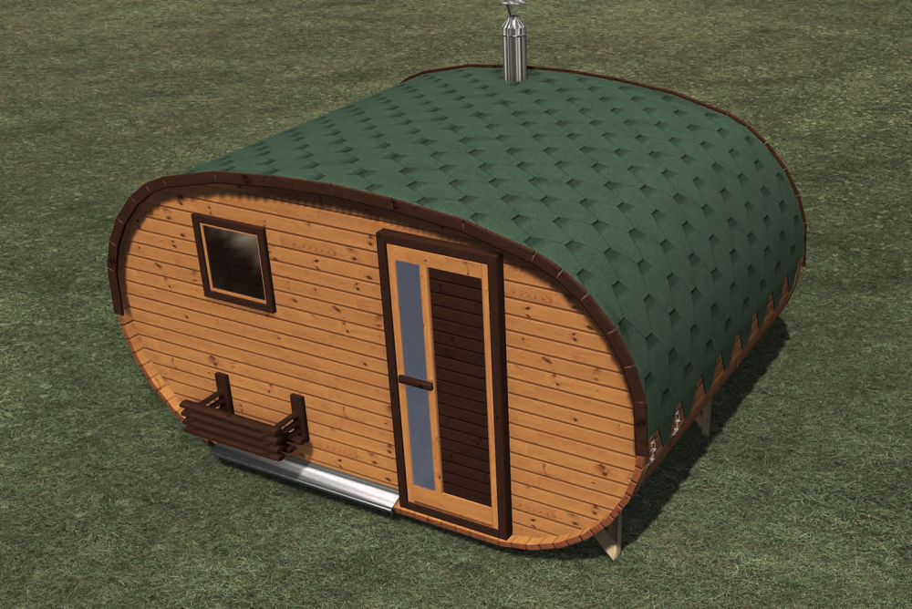 Sauna owalna 2,5x4,0m z prysznicem