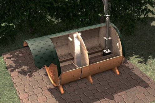 Sauna typu beczka 4,0 m z daszkiem